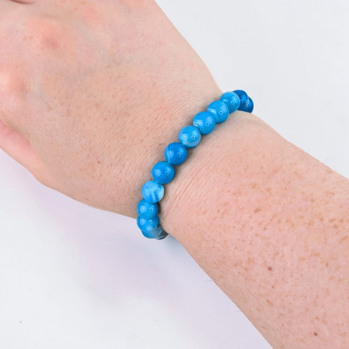 Vibrant blue agate crystal bracelet for stress relief