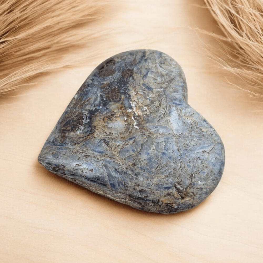 Blue Kyanite Crystal Heart for throat chakra healing