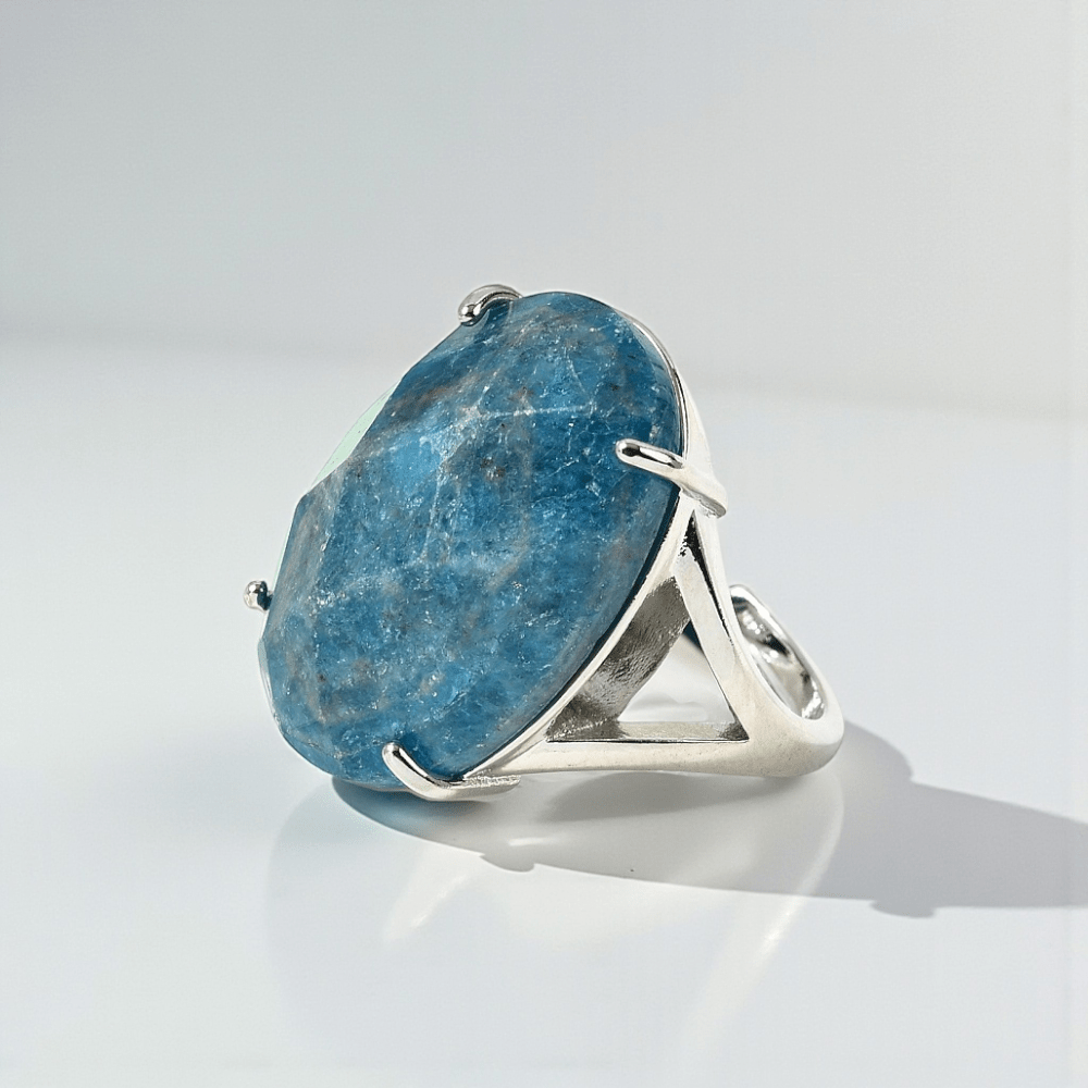 blue apatite psychic development ring for third eye. Shop in-store or online now with Zen Collection Crystal Store Canada.