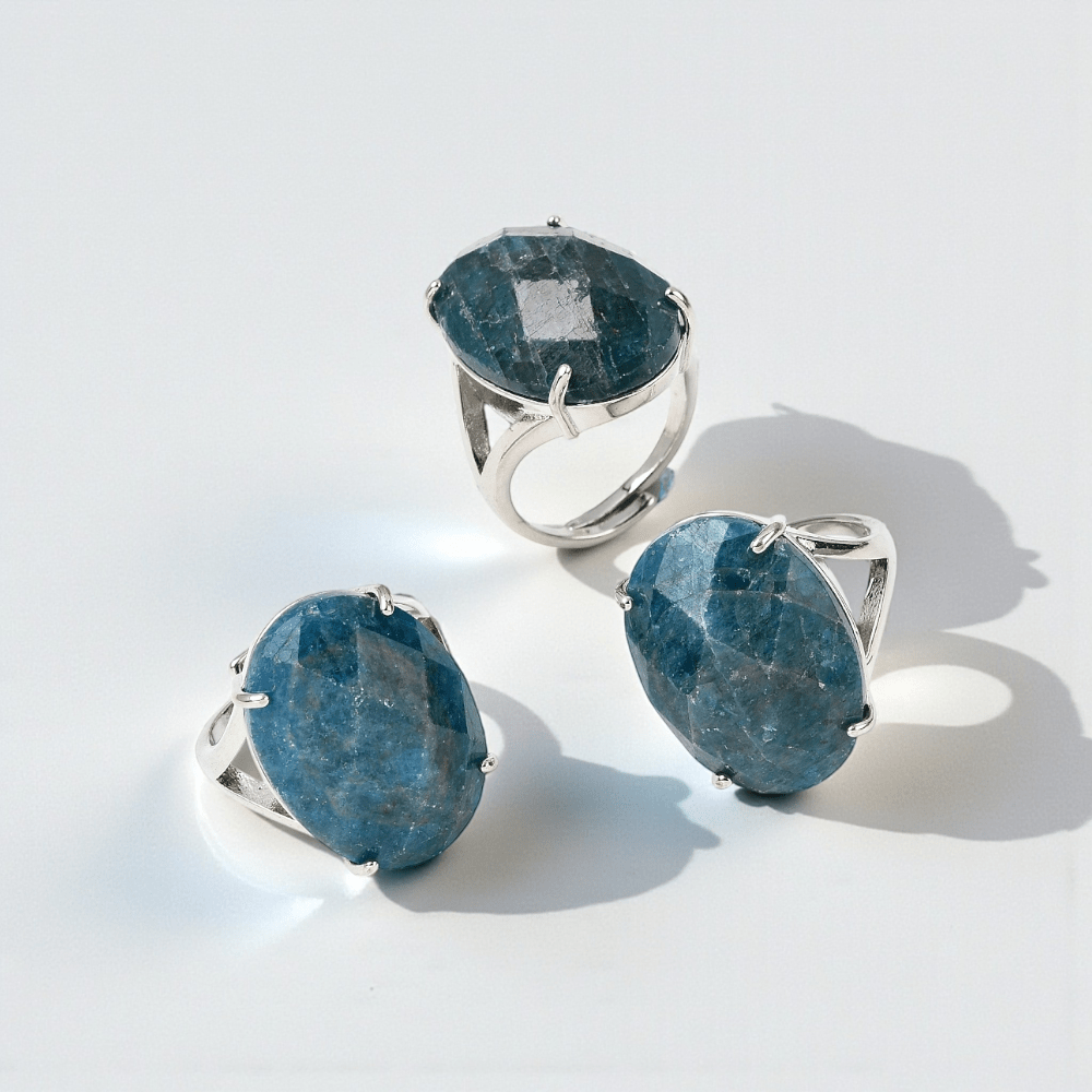 blue apatite psychic development ring for third eye. Shop in-store or online now with Zen Collection Crystal Store Canada.