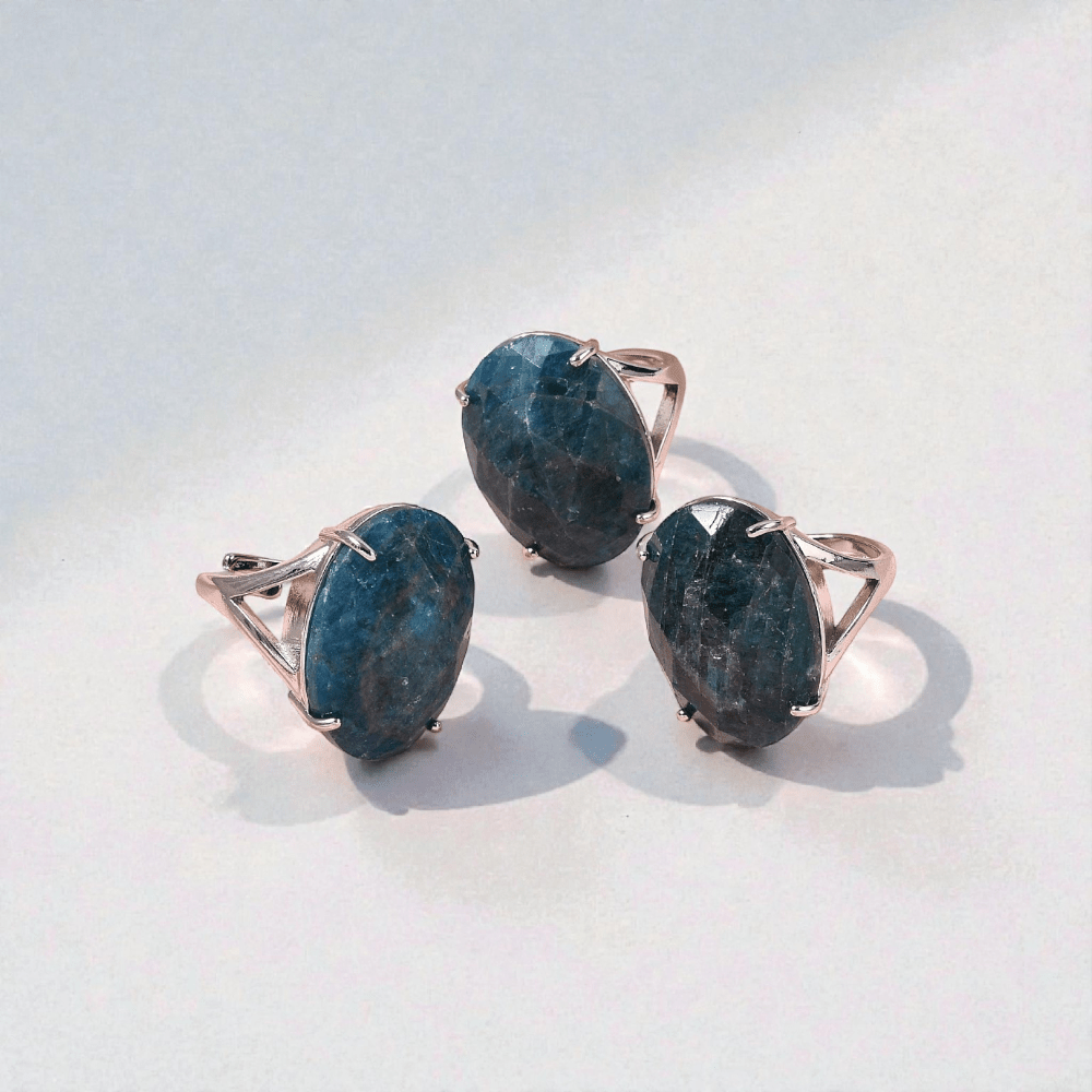 blue apatite psychic development ring for third eye. Shop in-store or online now with Zen Collection Crystal Store Canada.