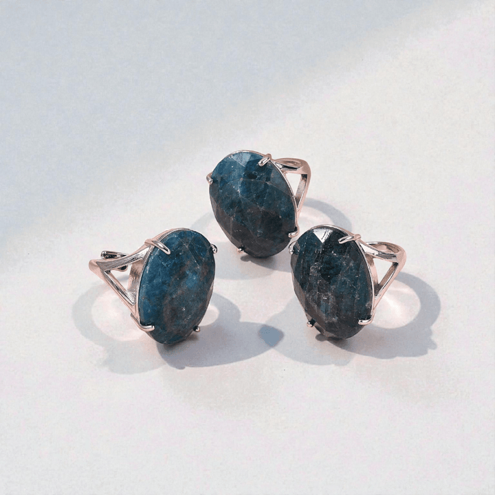 blue apatite psychic development ring for third eye. Shop in-store or online now with Zen Collection Crystal Store Canada.