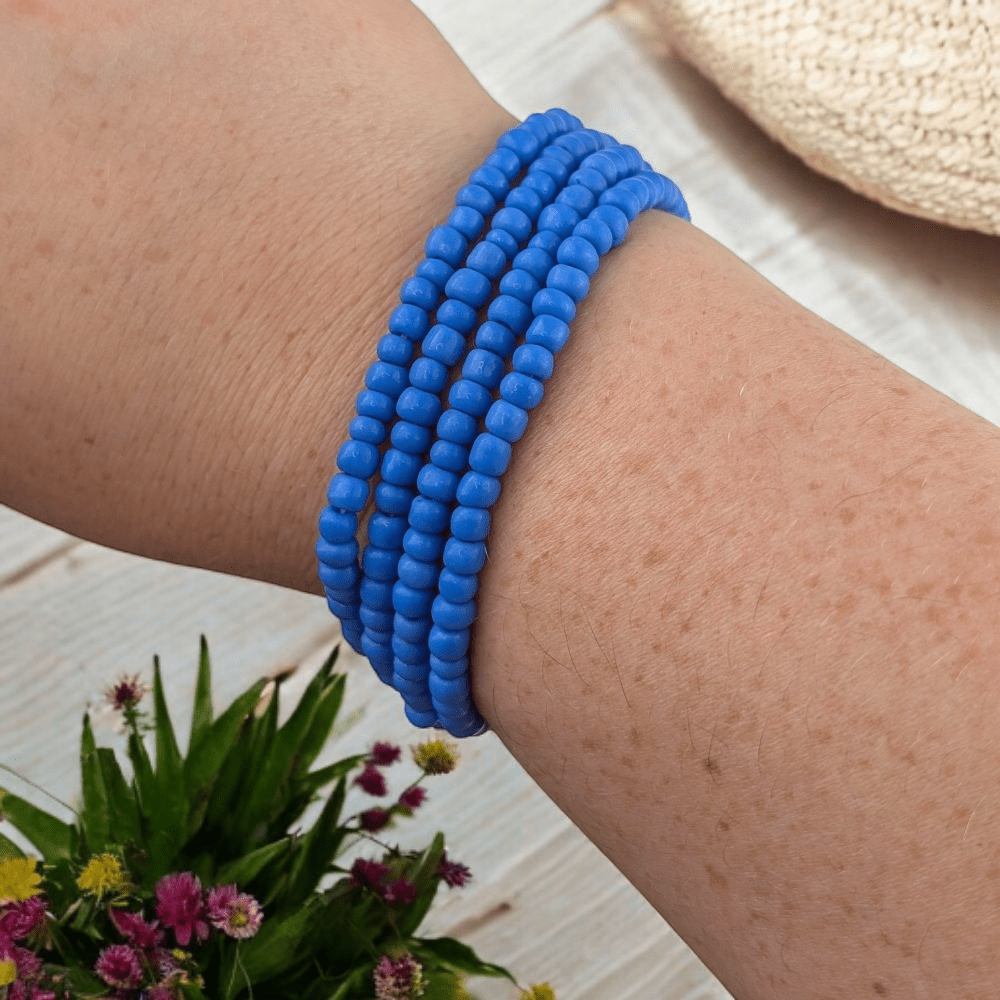 handmade blue beaded summer jewelry