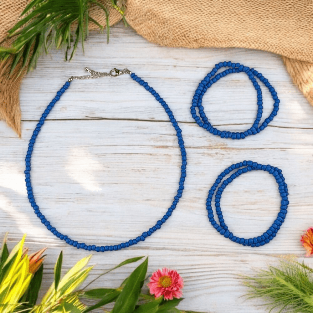 handmade blue seed bead choker Canada