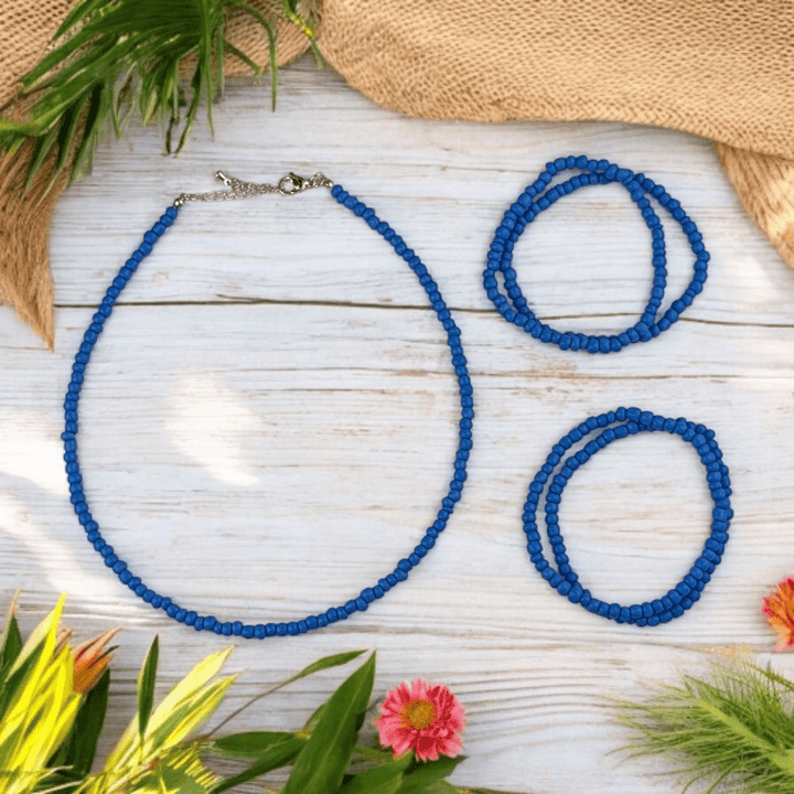 handmade blue seed bead choker Canada