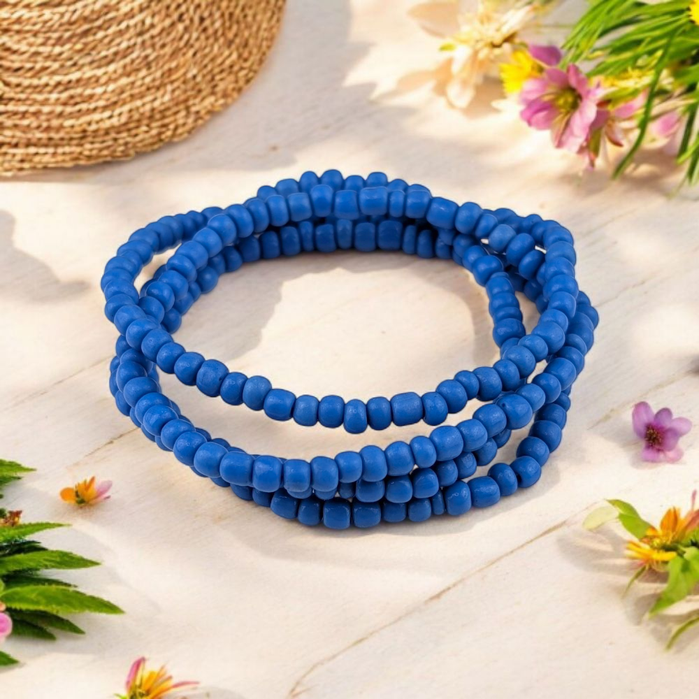 blue seed bead bracelets set of 4