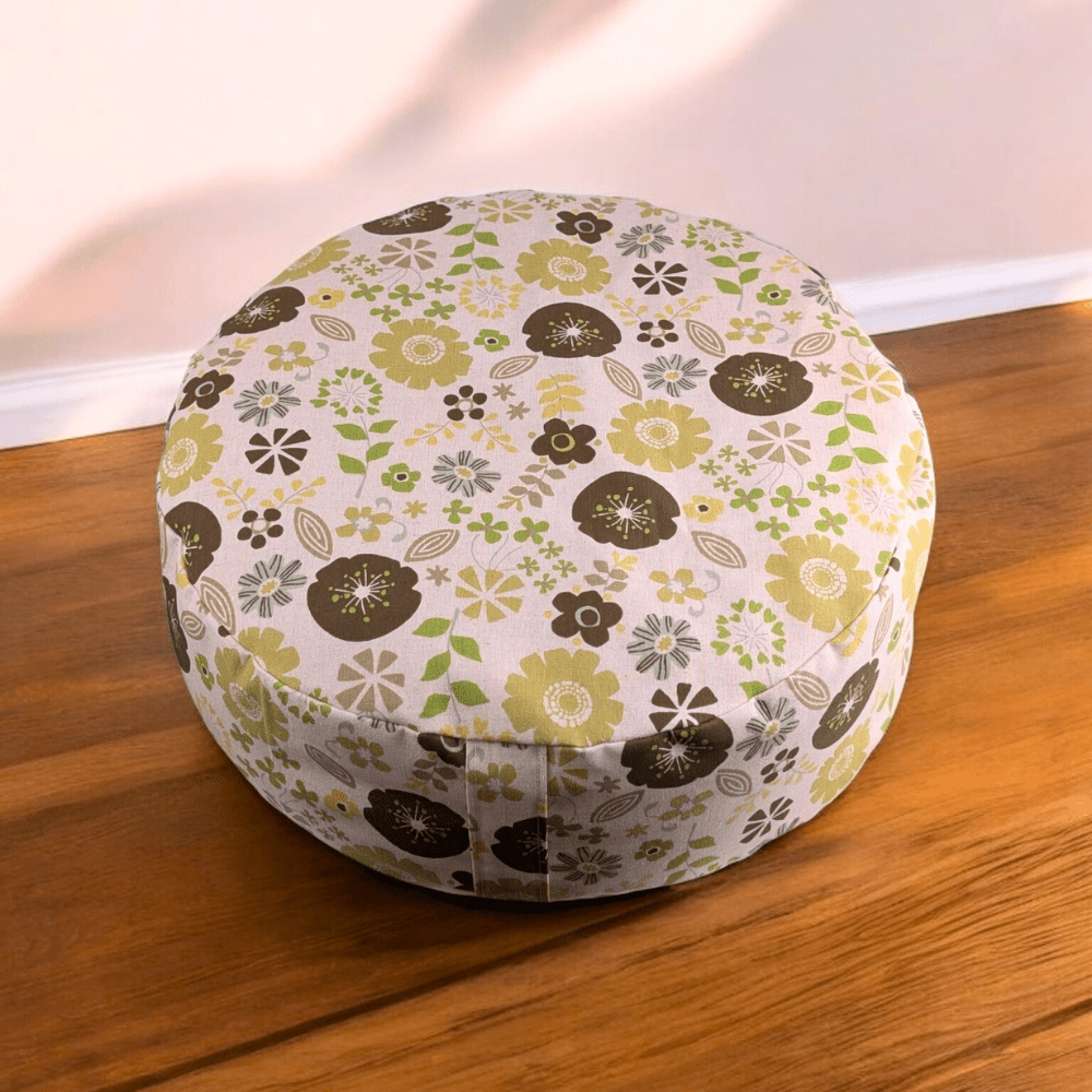 Handmade buckwheat-filled meditation cushion
