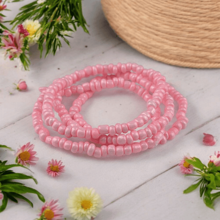 Bubblegum pink seed bead jewelry set