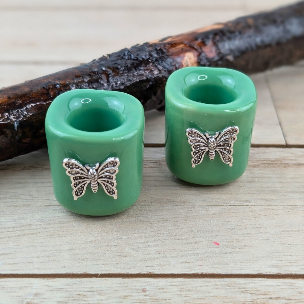 Mini ritual candle holder with butterfly charm for abundance and healing