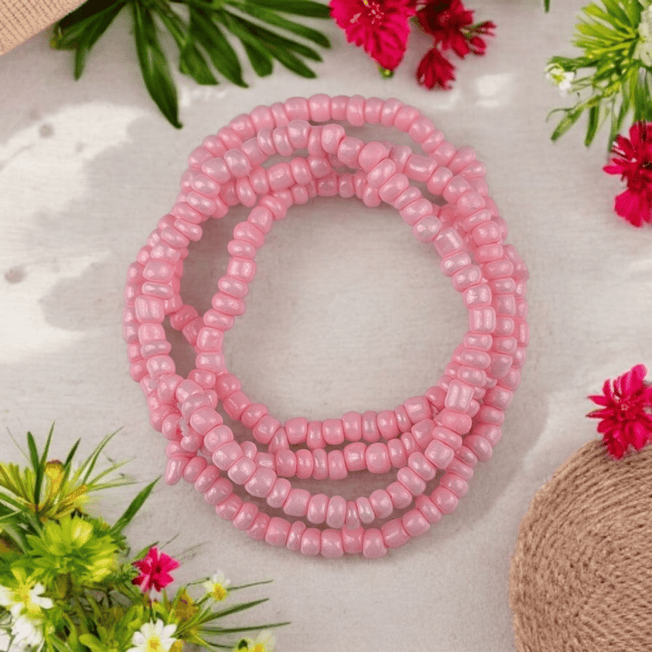 Pink beaded stretch anklets and bracelets