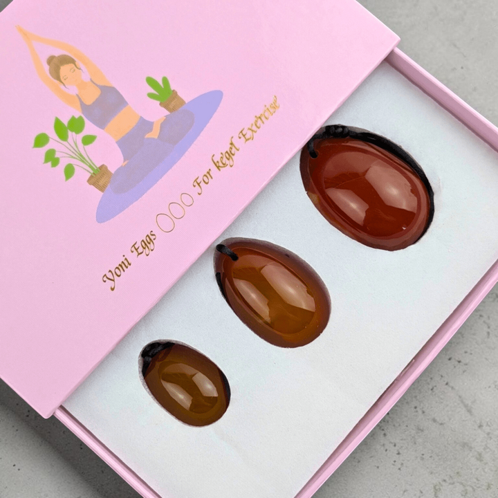 Carnelian yoni eggs for self-awareness and empowerment.