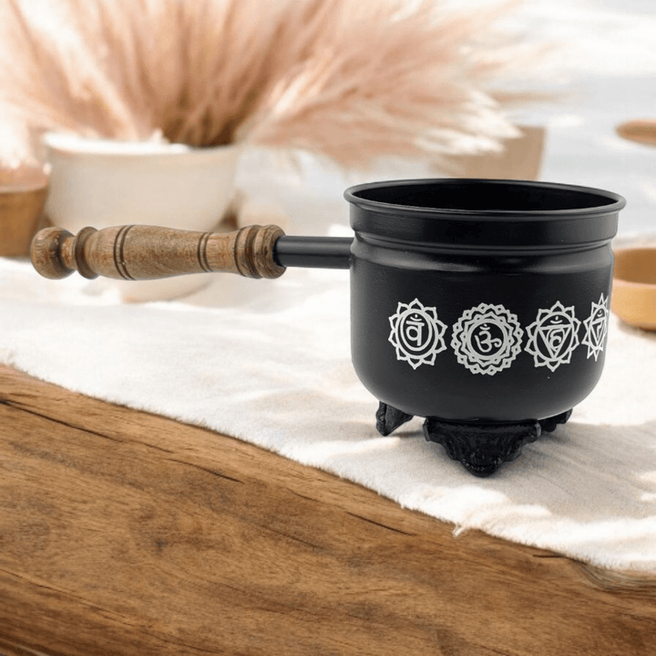 Chakra metal smudge pot for incense and sage