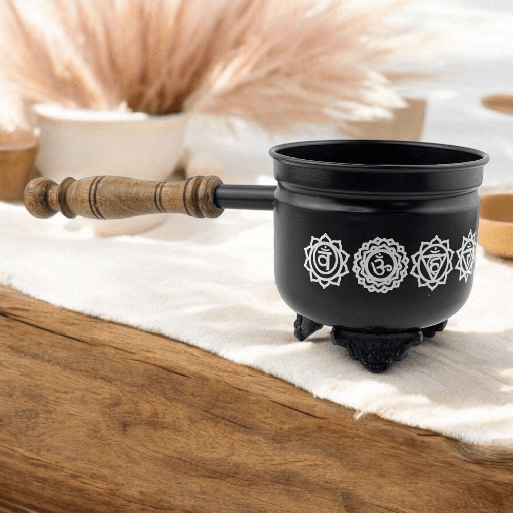 Chakra metal smudge pot for incense and sage