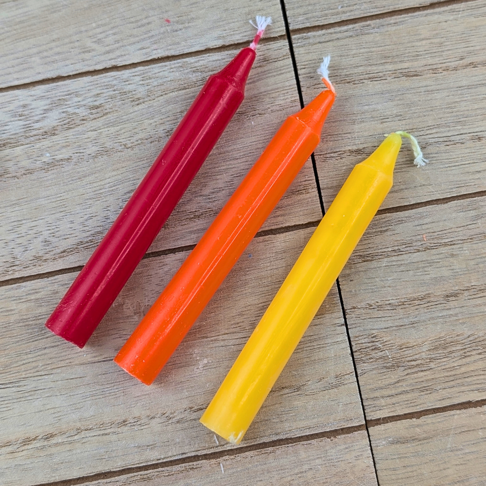 Colorful ritual candles for meditation