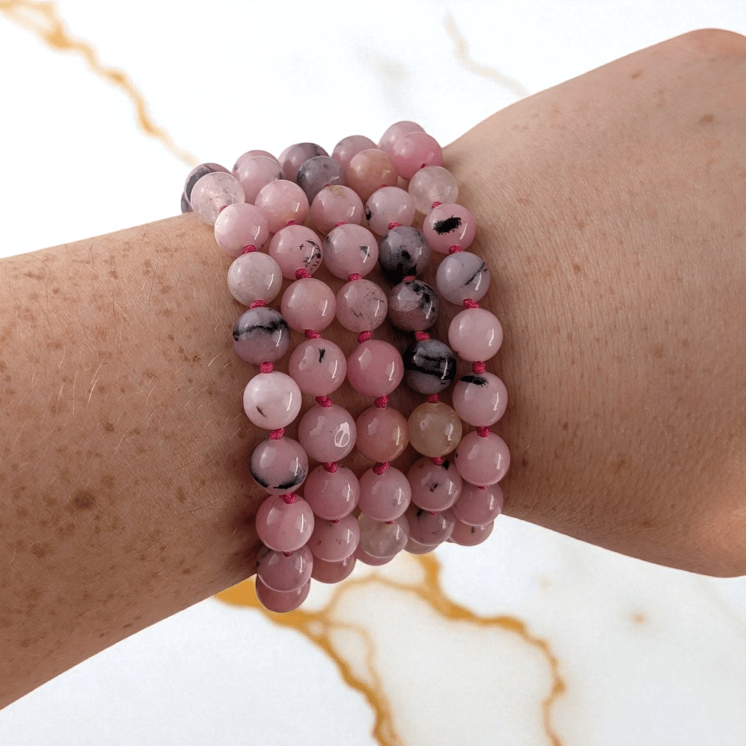 cherry blossom crystal mala 8mm available at Zen Collection Metaphysical Store Canada