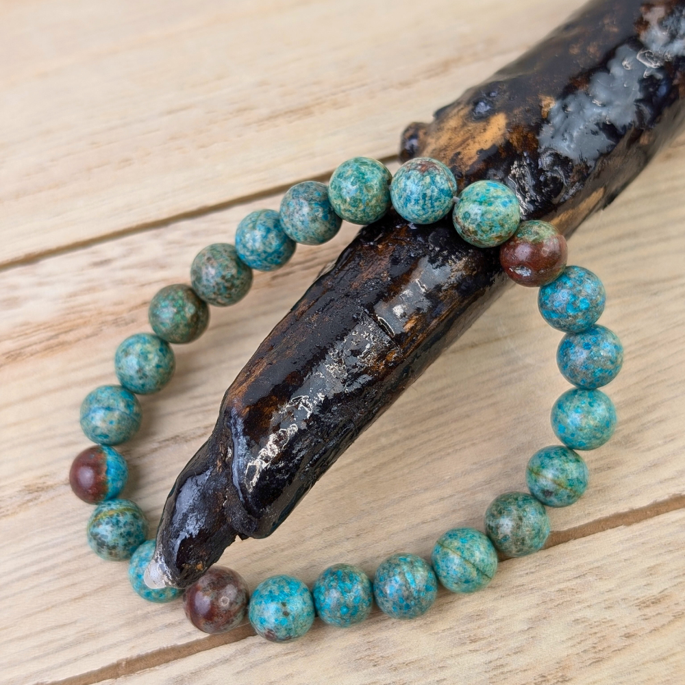 Chrysocolla bracelet with 8mm polished blue and green beads