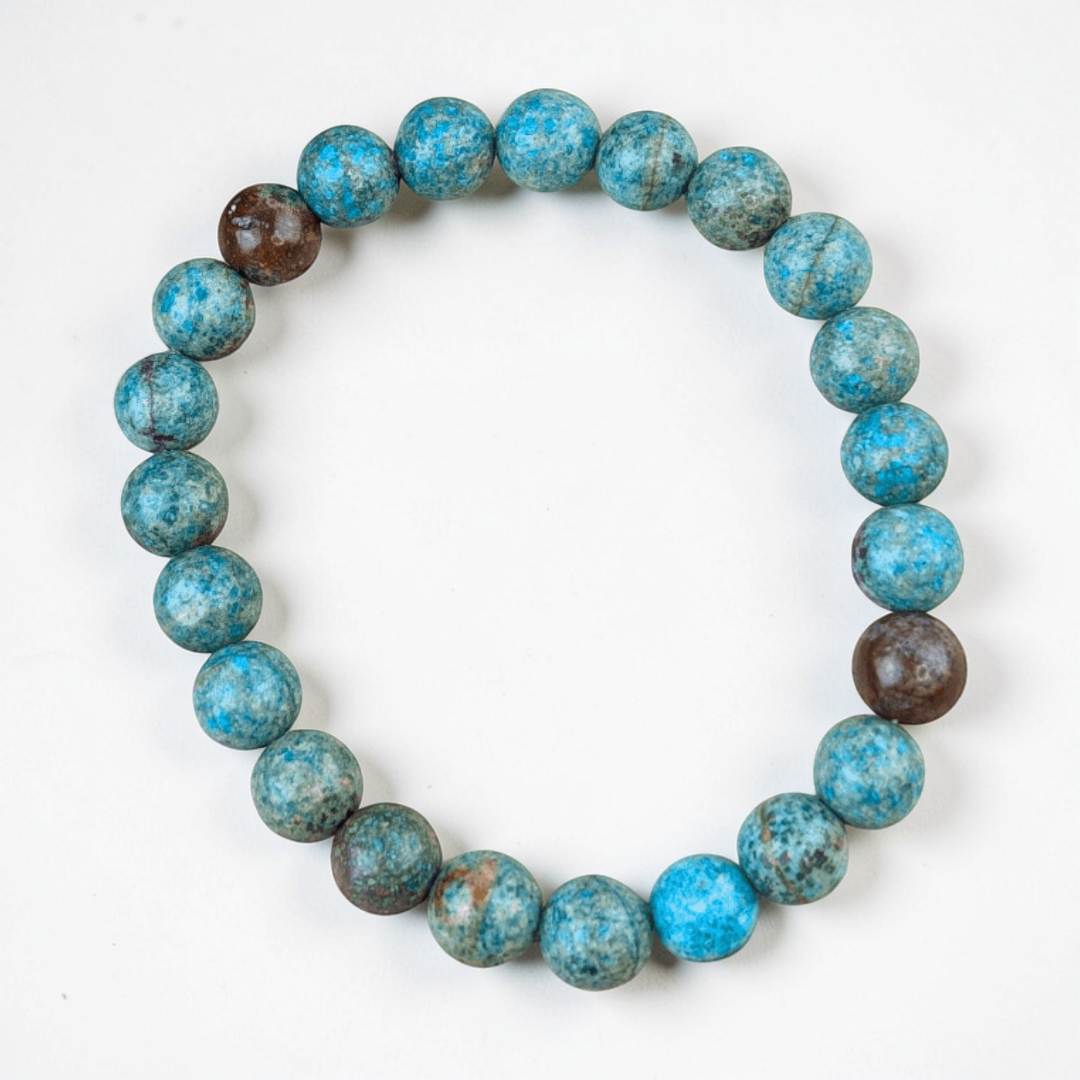 Blue and green chrysocolla bracelet for healing properties