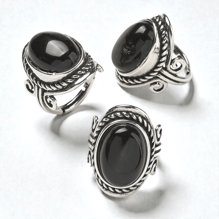 Black Obsidian crystal ring for grounding the root Chakra and provoding energy protection. Shop In-store or Online Now with Zen Collection Metaphysical Store in Barrie 