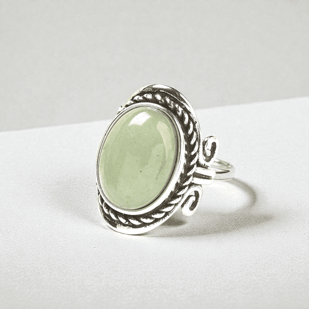 Adjustable green aventurine ring for opportunity and growth available at zen collection a Canadian metaphysical store near me