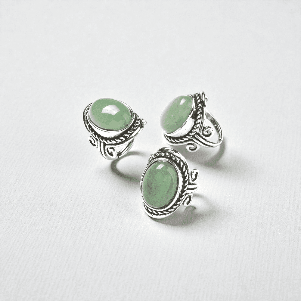 Adjustable green aventurine ring for opportunity and growth available at zen collection a Canadian metaphysical store near me