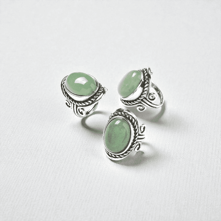 Adjustable green aventurine ring for opportunity and growth available at zen collection a Canadian metaphysical store near me