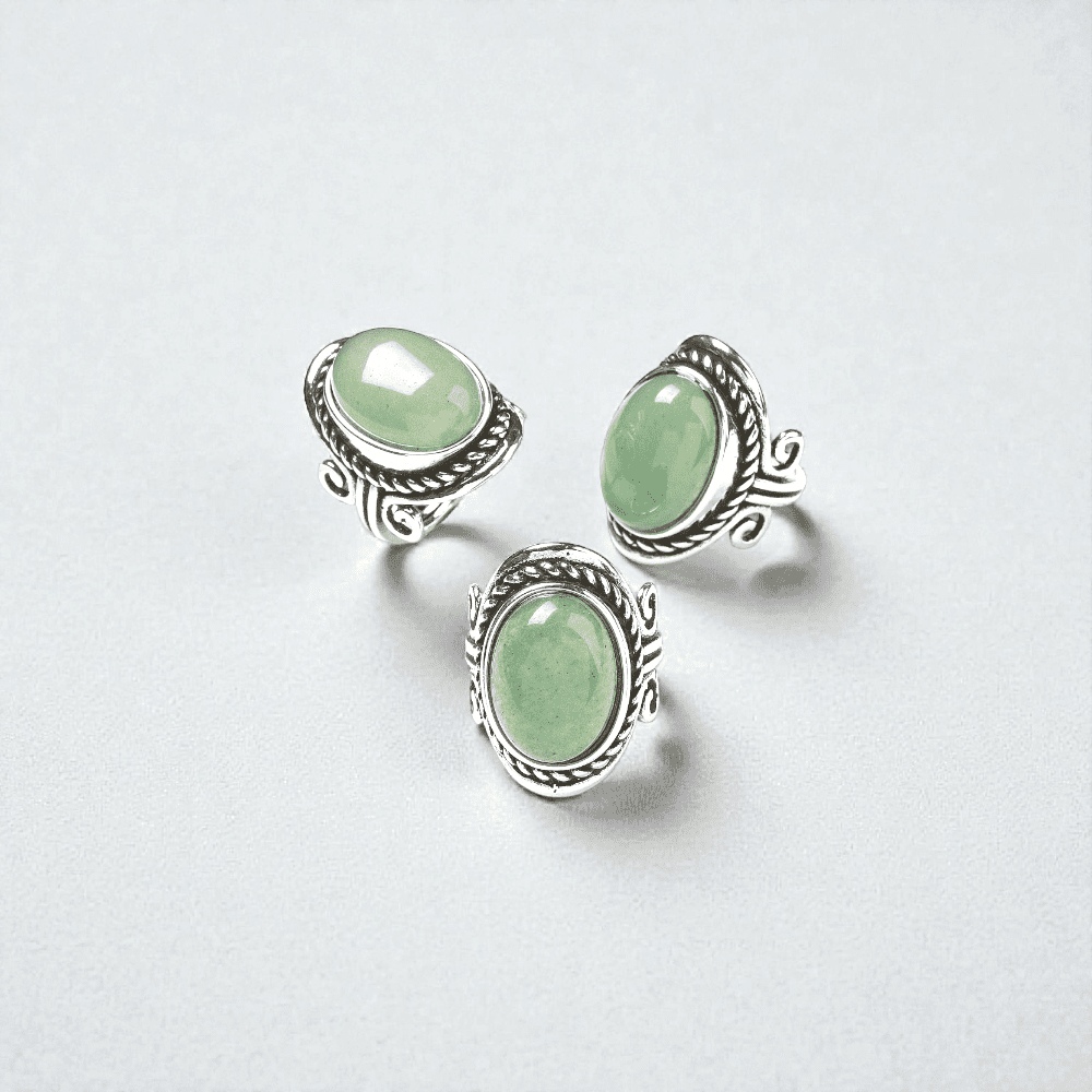 Adjustable green aventurine ring for opportunity and growth available at zen collection a Canadian metaphysical store near me