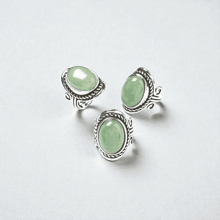 Adjustable green aventurine ring for opportunity and growth available at zen collection a Canadian metaphysical store near me