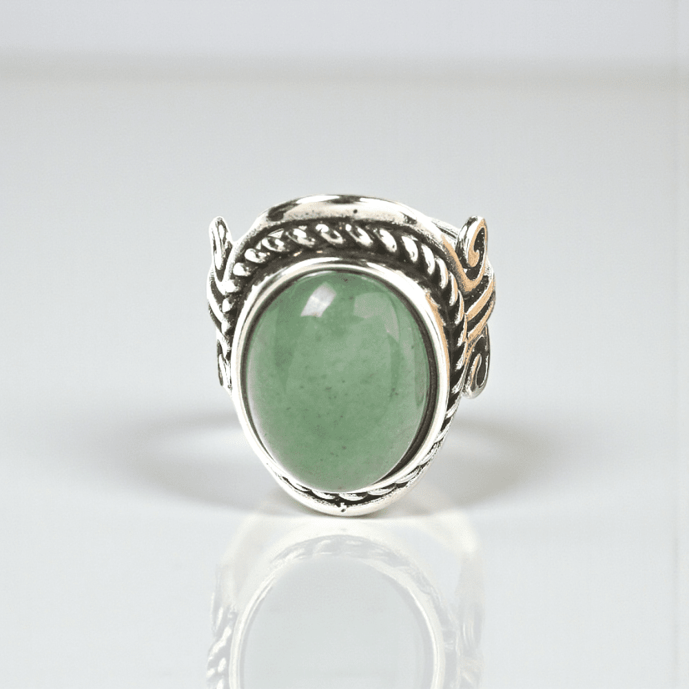 Adjustable green aventurine ring for opportunity and growth available at zen collection a Canadian metaphysical store near me