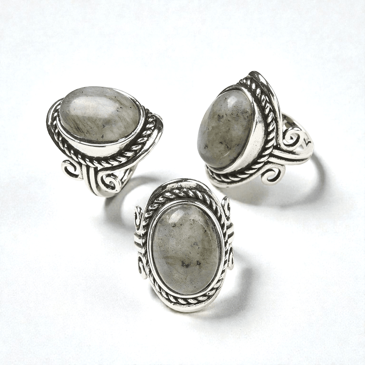 Chunky labradorite crystal ring for intuition and protection. Available In-store or Online Now at Zen Collection Metaphysical Store Barrie 