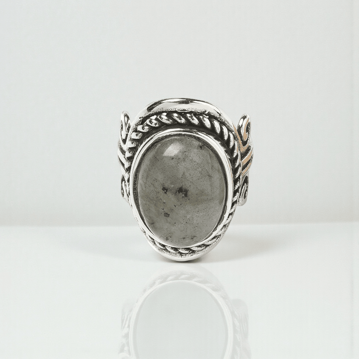 Chunky labradorite crystal ring for intuition and protection. Available In-store or Online Now at Zen Collection Metaphysical Store Barrie 