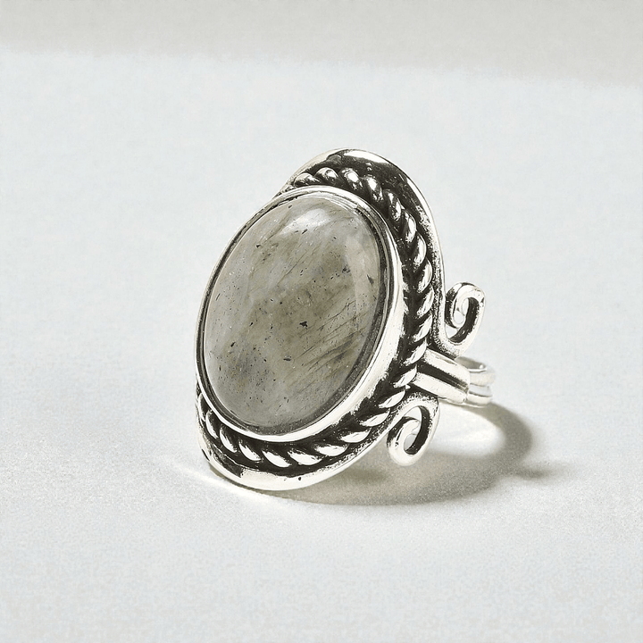 Chunky labradorite crystal ring for intuition and protection. Available In-store or Online Now at Zen Collection Metaphysical Store Barrie 