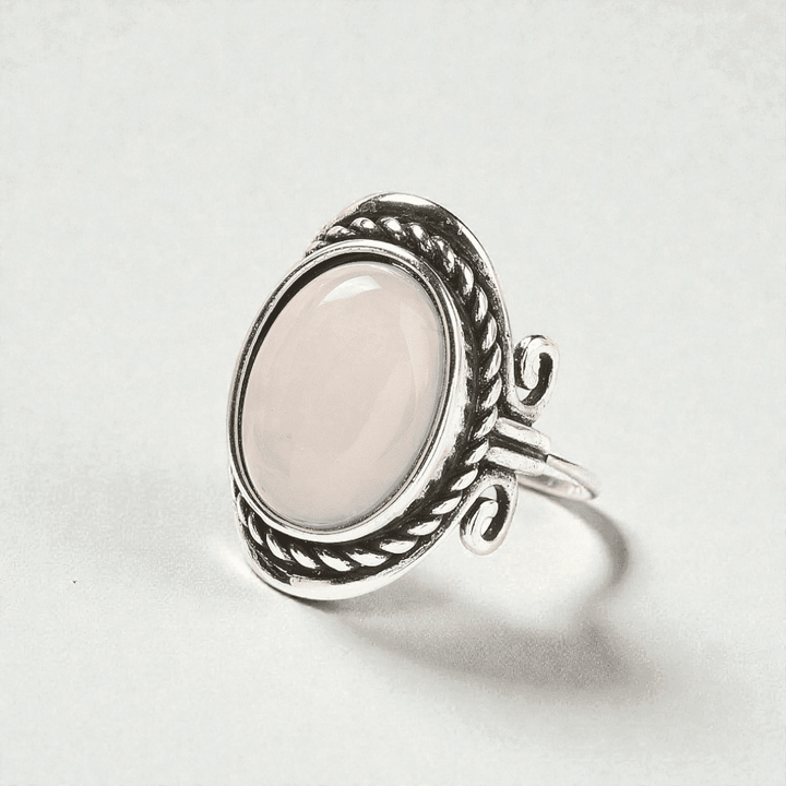 Bague grosse en cristal de quartz rose