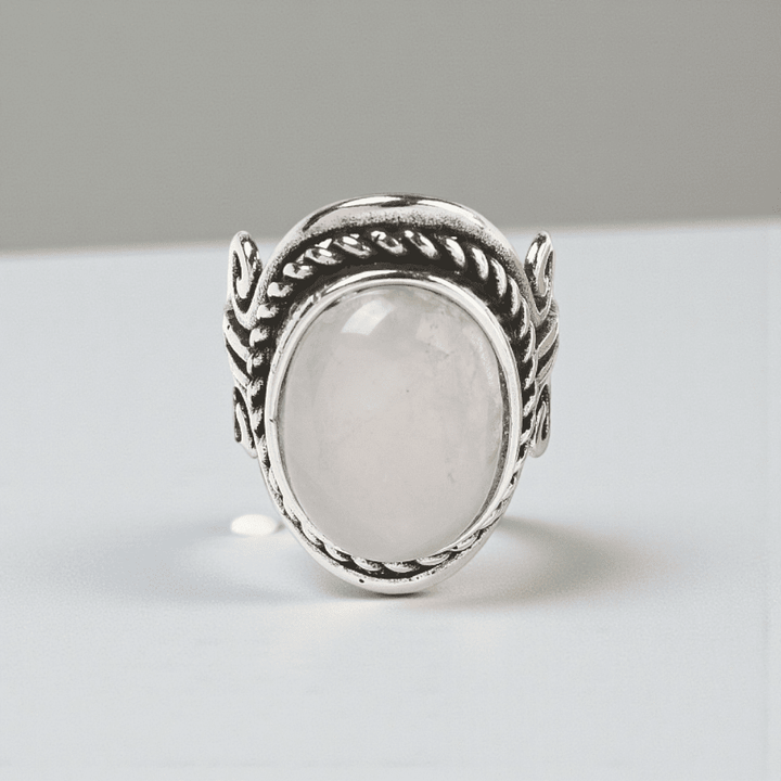 Bague grosse en cristal de quartz rose