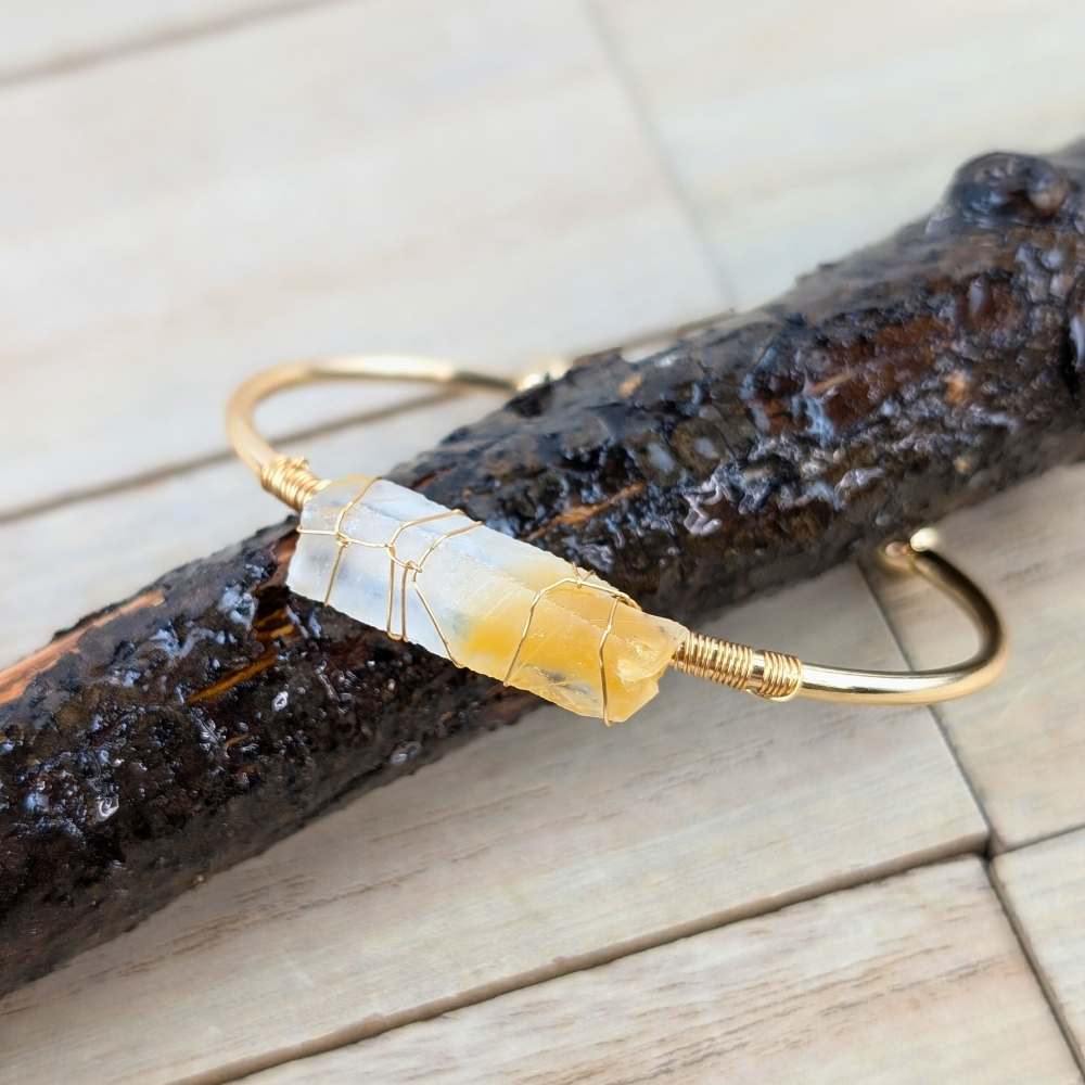 Citrine Wire Wrapped Jewelry Set styled on a jewelry stand.