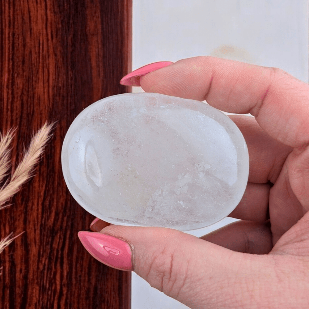 Clear Quartz Crystal Palm Stone for energy amplification