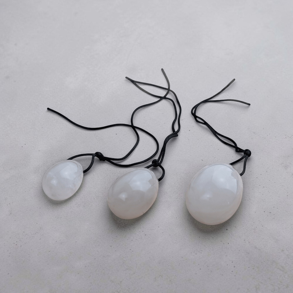 Hand-selected yoni eggs made from natural clear quartz.