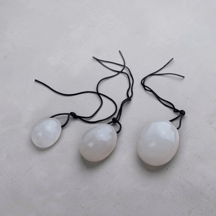 Hand-selected yoni eggs made from natural clear quartz.