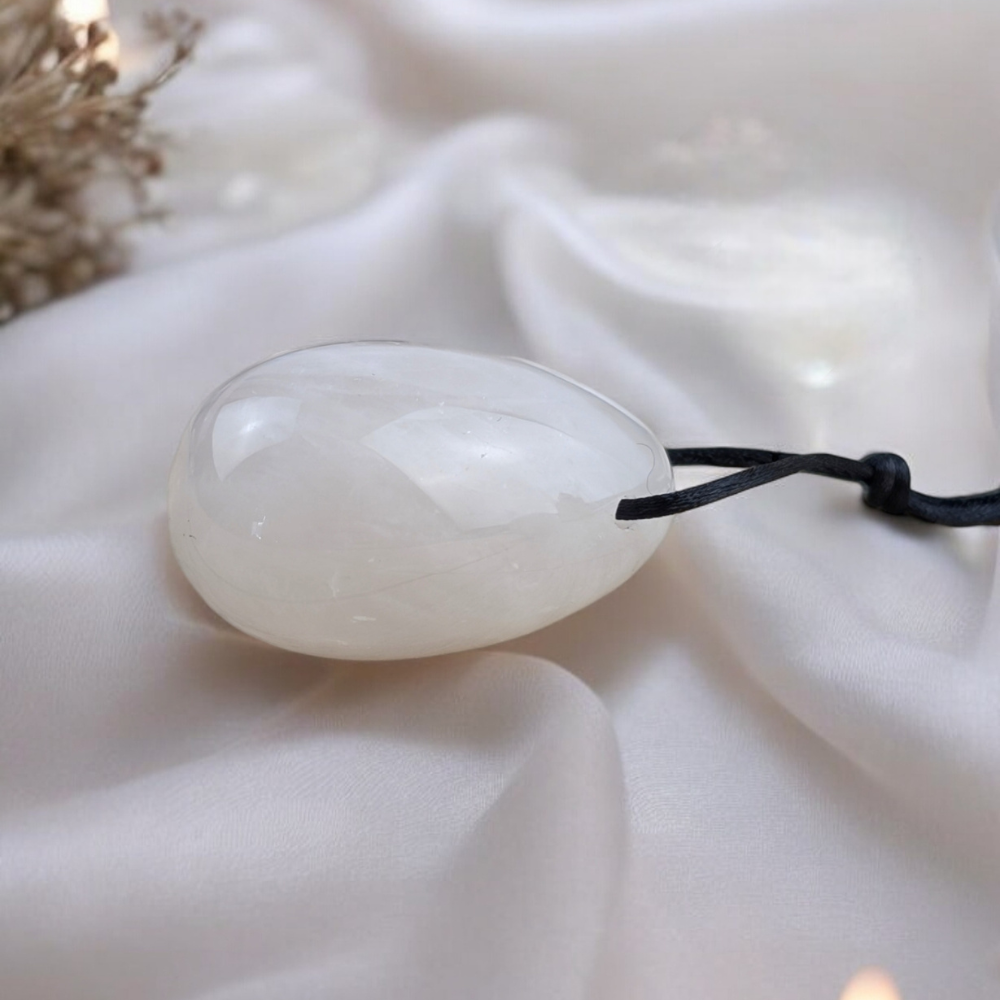 Hand-selected yoni eggs made from natural clear quartz.