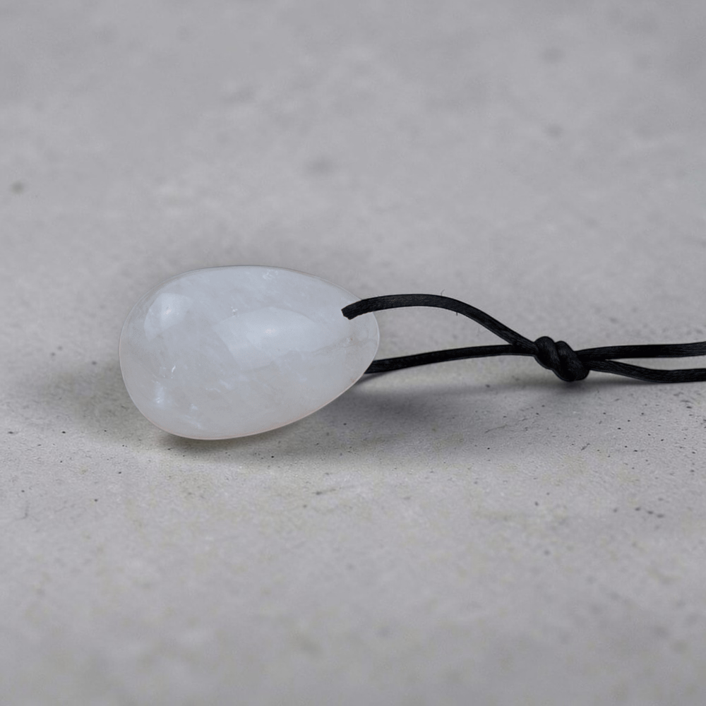 Spiritual healing tools: clear quartz yoni egg set.