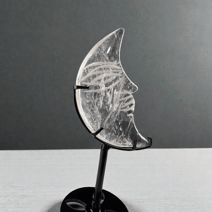 crown chakra clear quartz moon carving available at Zen Collection Metaphysical Store in Barrie. Shop in-store or online