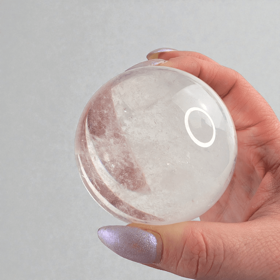 Crown chakra clear quartz sphere for overwhelm available at zen collection crystal store in Barrie