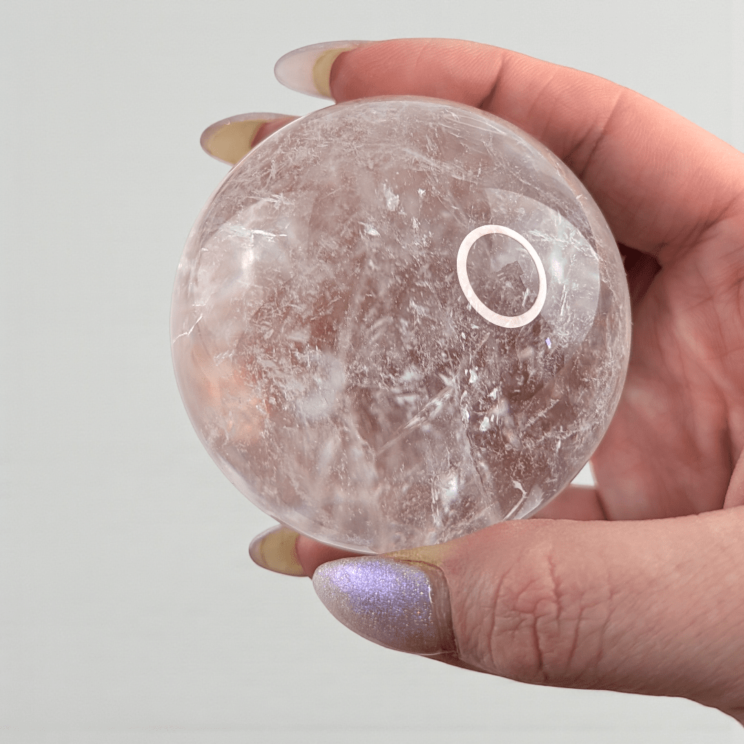 Crown chakra clear quartz sphere for overwhelm available at zen collection crystal store in Barrie