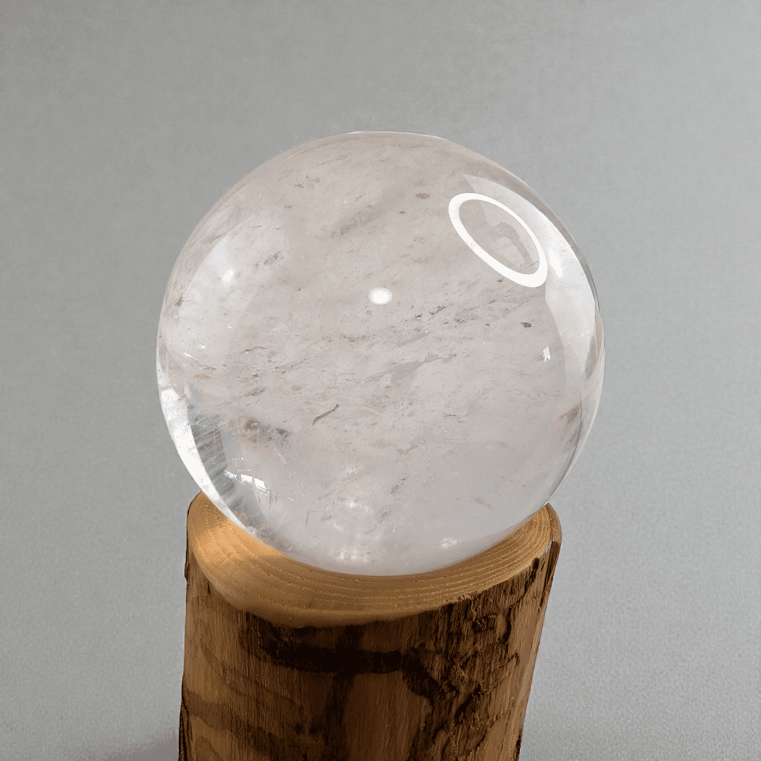 Crown chakra clear quartz sphere for overwhelm available at zen collection crystal store in Barrie