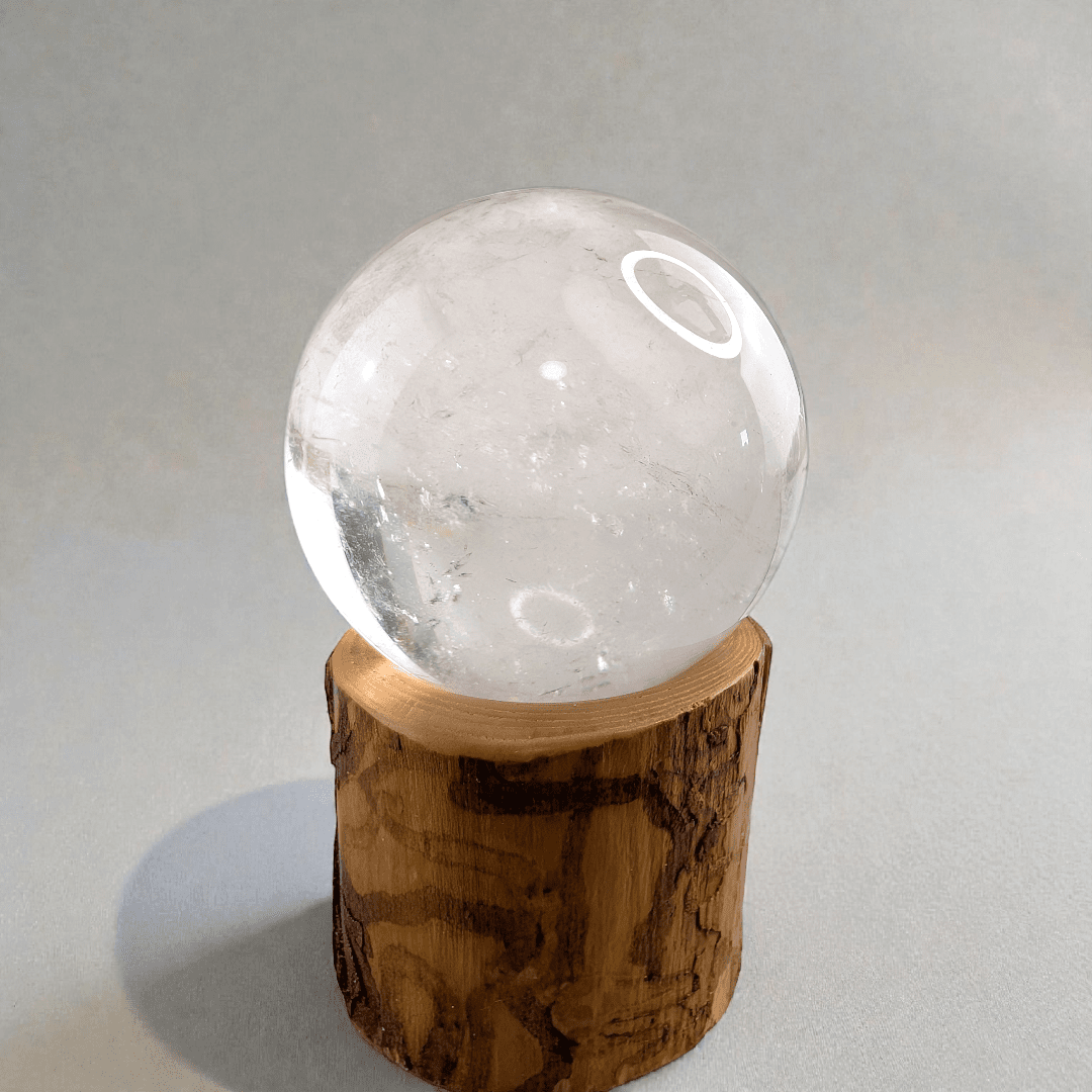Crown chakra clear quartz sphere for overwhelm available at zen collection crystal store in Barrie