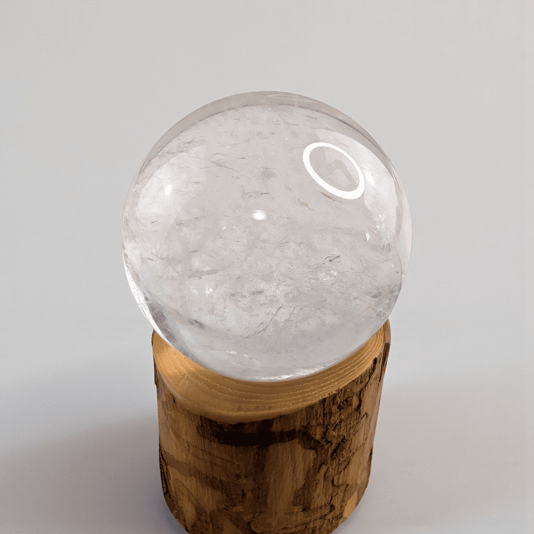 Crown chakra clear quartz sphere for overwhelm available at zen collection crystal store in Barrie