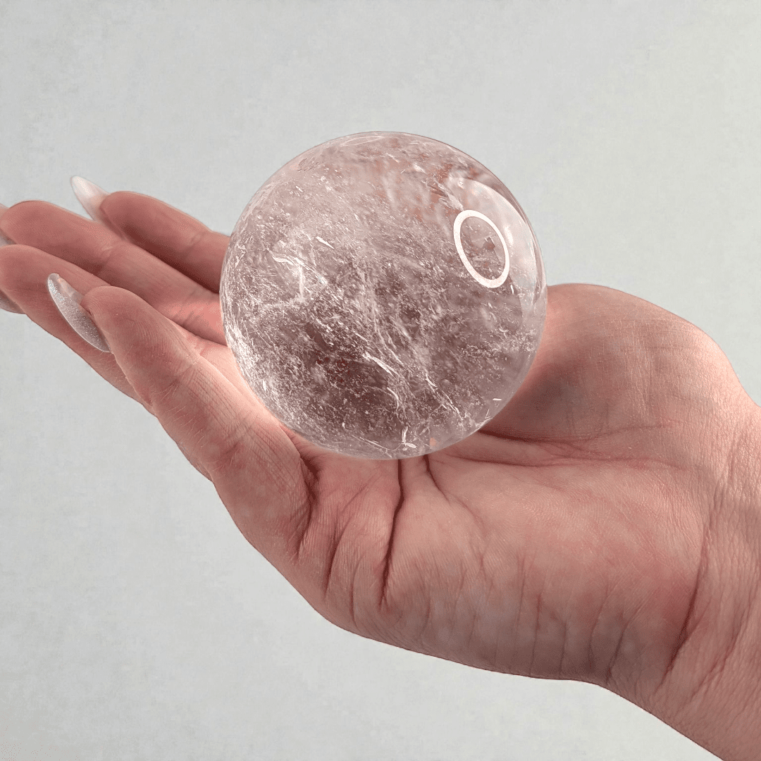 Crown chakra clear quartz sphere for overwhelm available at zen collection crystal store in Barrie
