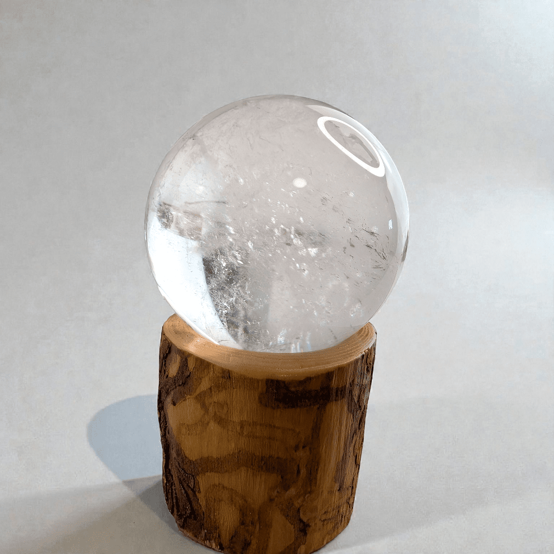 Crown chakra clear quartz sphere for overwhelm available at zen collection crystal store in Barrie