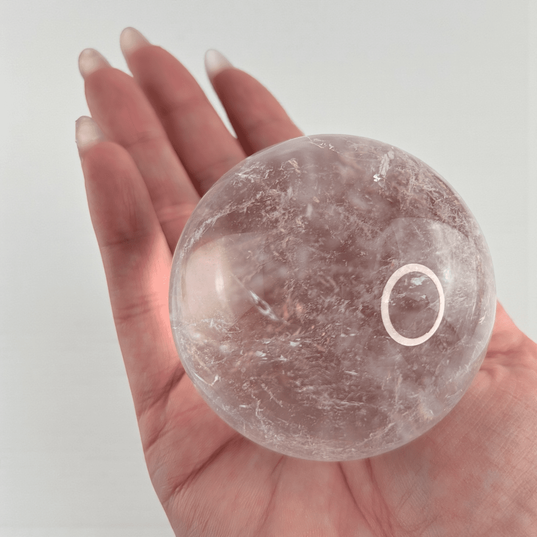 Crown chakra clear quartz sphere for overwhelm available at zen collection crystal store in Barrie