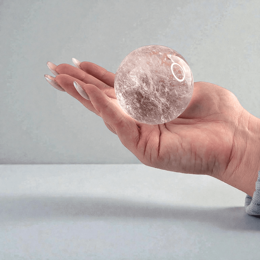 Crown chakra clear quartz sphere for overwhelm available at zen collection crystal store in Barrie