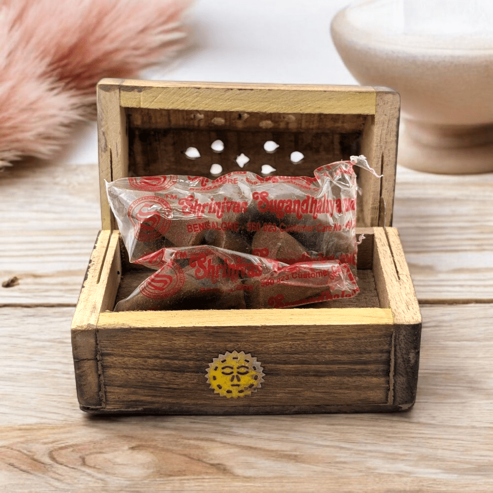 Compact incense burner with Nag Champa cones